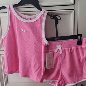 Juicy Couture Pink & White Terry Tank and Shorts Set